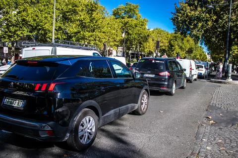 Traffic jam in the streets of Paris Stock Photos
