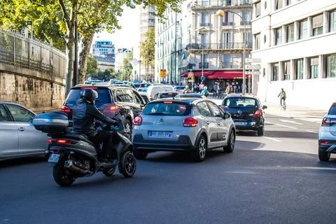 Traffic jam in the streets of Paris Foto stock
