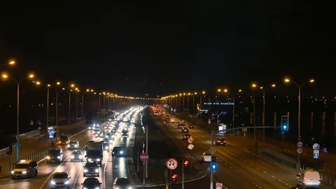 Traffic Jam on the streets of Warsaw. Video stock 100128595