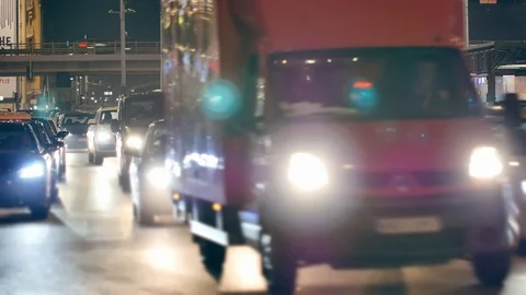 Traffic Jam on the streets of Warsaw. 库存影片 104607184