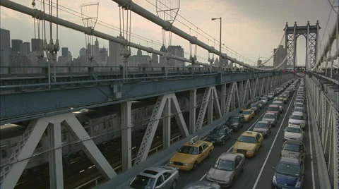 Traffic Jam Subway New York City Bridge | Stock Video | Pond5