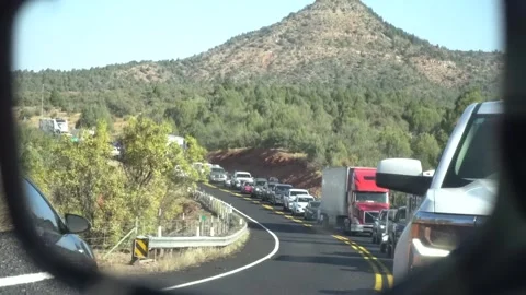 Traffic Jam Thru Car Side View Mirror Stock Footage 164919308