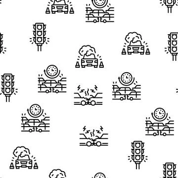 Traffic Jam Transport Vector Seamless Pattern Stock Illustration