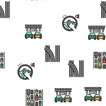 Traffic Jam Transport Vector Seamless Pattern Stock Illustration
