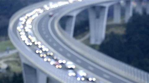 Traffic jam vehicles on bridge out of focus 4K Stock Footage 51214633