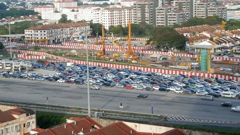 Traffic jam of the vehicles passing through the road toll station in KL 動画素材 91369495
