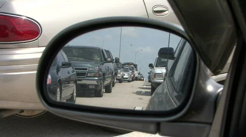 Traffic Jam View Thru Mirror Stock Footage 513276