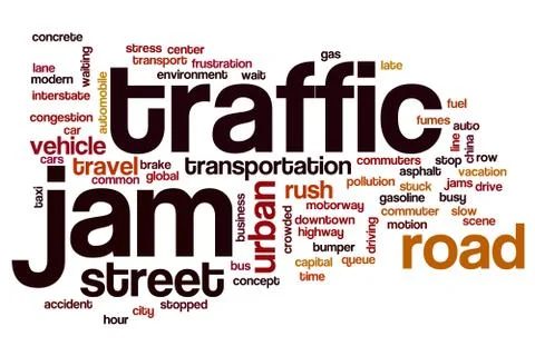 Traffic jam word cloud concept Stock Illustration
