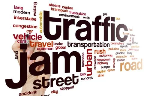 Traffic jam word cloud concept Stock Illustration