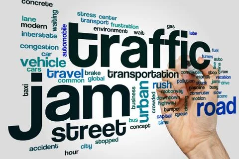 Traffic jam word cloud concept Illustrazione stock