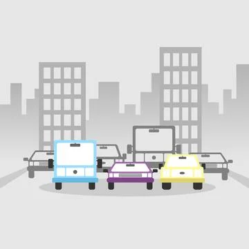 Traffic jams in big cities Stock Illustration
