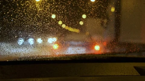 Traffic jams concept at night. From inside the car Stock Footage 239669546