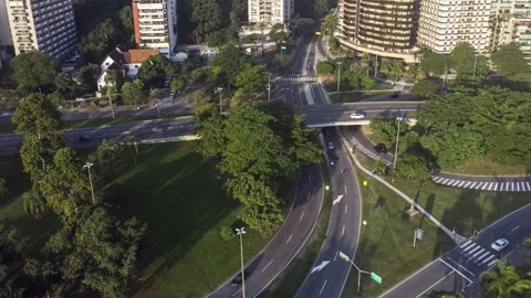 Traffic junction aerial time lapse in Rio de Janeiro Stock Footage 132477195