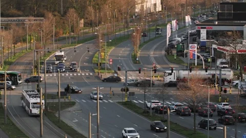 Traffic Junction In Luchtbal At Sunset Stock Footage 307811711