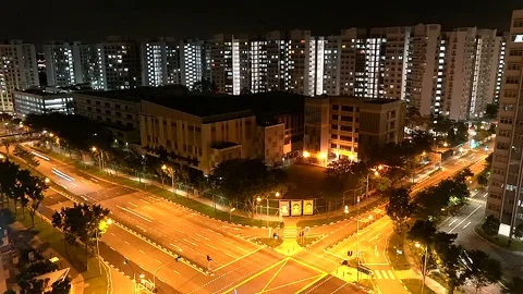 Traffic Junction at night timelapse Видео 127908965