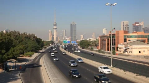 Traffic in Kuwait City Stock Footage 45488679