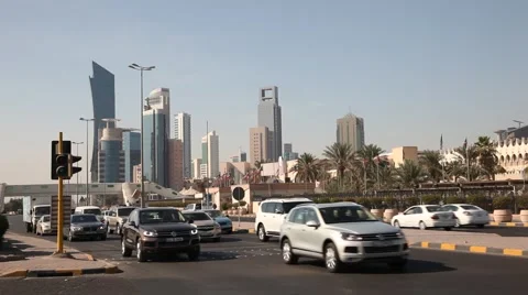 Traffic in Kuwait City Stock Footage 45585479