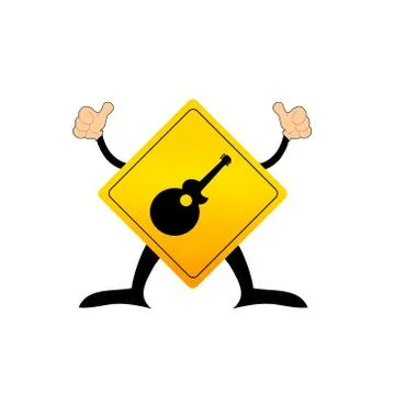 Traffic label with guitar Stock Illustration
