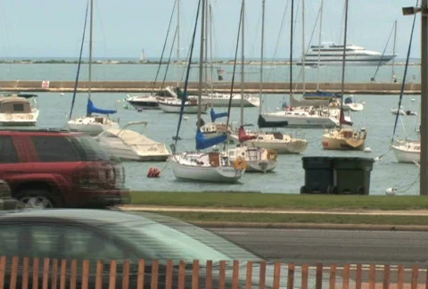 Traffic by Lake Stock Footage 475155