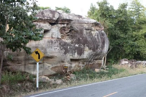 TRAFFIC is a large stone building. Stock Photos