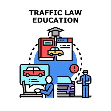 Traffic law education program driving school learning process Stock Illustration