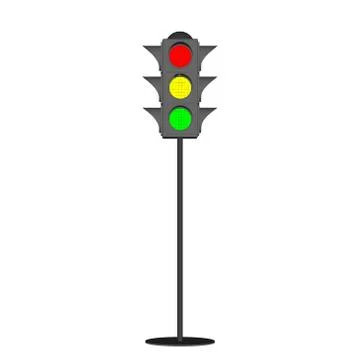 Traffic light. 3d Vector colorful illustration.Front view. 스톡 일러스트