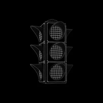 Traffic light. 3d Vector outline illustration. 스톡 일러스트