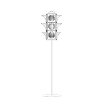 Traffic light. 3d Vector outline illustration.Front view. 스톡 일러스트