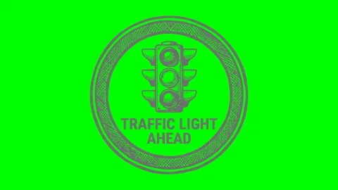 Traffic light ahead hand drawn sign green screen Stock Footage 338201871