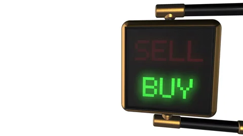 Traffic light with alternately changing the words "SELL/ BUY" Stock-Footage 64006030
