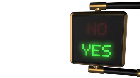 Traffic light with alternately changing the words "No/ Yes" Stock Footage 64006037