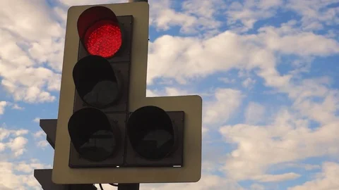 Traffic Light And blue Sky With Clouds 스톡 동영상 82369125