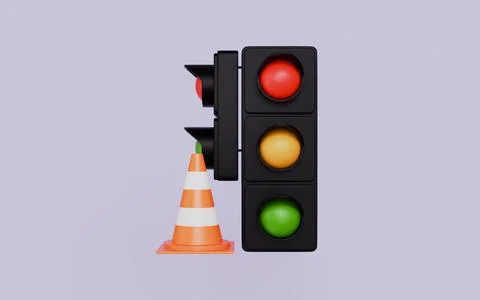 Traffic light and cone icon, Stop go signal roadwork warning Stock Illustration