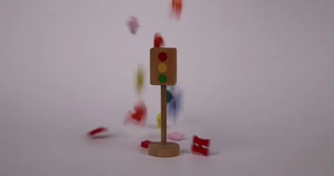 Traffic Light and Falling Letters Stock Footage 280132605