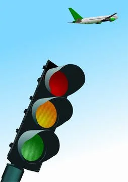 Traffic light and plane image. Vector illustration Stock Illustration