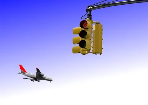 Traffic light and plane image. Vector illustration Stock Illustration