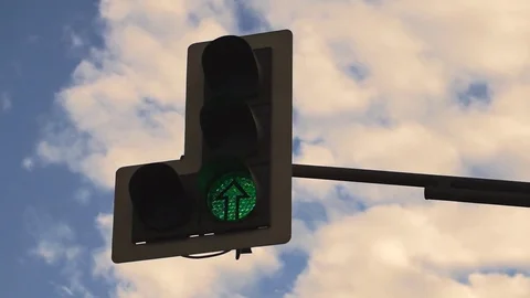 Traffic Light And Sky With white Clouds Stock Footage 82369075