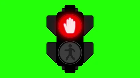 Traffic light animated pedestrian green walk and red stop signal countdown .. Stock Footage 345505572