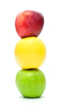 Traffic light of apples on a white background Stock Photos