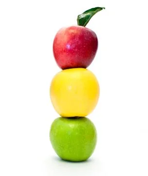 Traffic light of apples on a white background Stock Photos