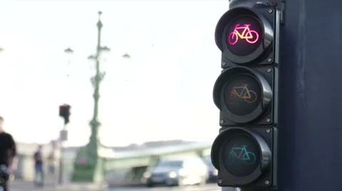 Traffic light for bikes Stock Footage 57223400