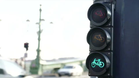 Traffic light for bikes green Stock Footage 57223738