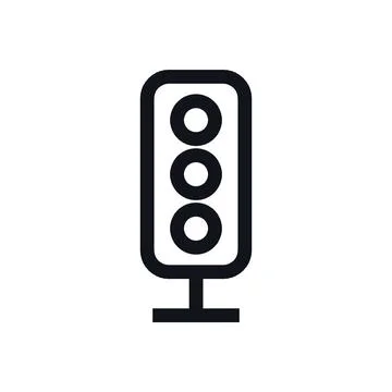 Traffic Light Black White Line Icon Editable Stroke Vector Symbol Stock Illustration
