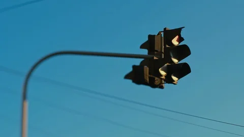Traffic light blue sky background Stock-Footage 129677572
