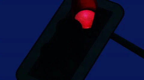 Traffic Light - blue sky by night Stock Footage