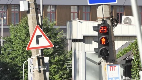 Traffic light is broken and yellow light doesn't work. Works red and switches to Stock Footage 260428492