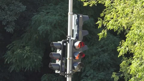 Traffic light is broken and yellow light doesn't work. Works red and switches to Stock Footage 260498261
