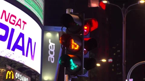 Traffic Light In Bukit Bintang Video stock 232775569