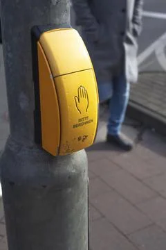 Traffic light button in Cologne Germany Stock Photos