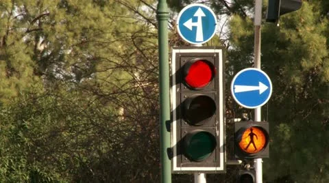Traffic light change Green to red truck passing by Stock Footage 20505196